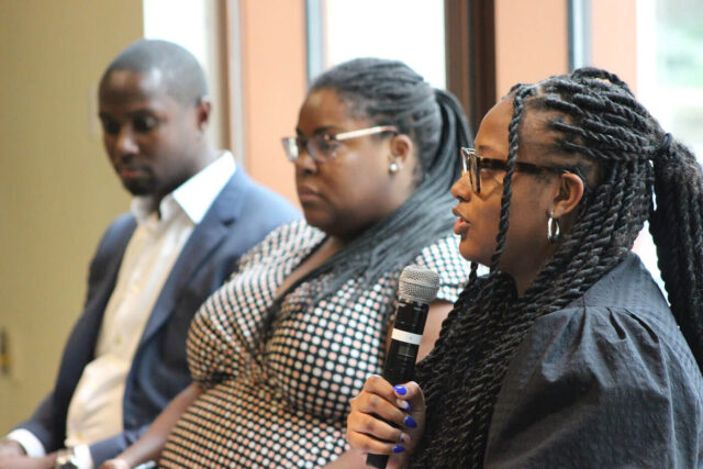 jrf panelist speaking to students